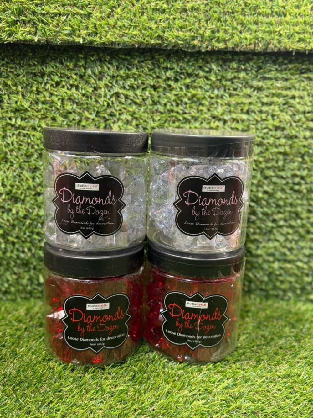 Studio Crystal Loose Diamonds for Decoration 16oz Plastic Clear Red Pink